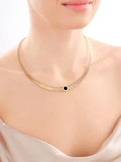 Złoty naszyjnik elastyczny z emalią