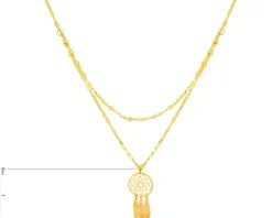 Złoty naszyjnik, skręcone blaszki - łapacz snów