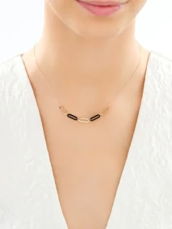 Złoty naszyjnik z agatami - paper clip