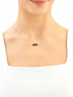 Złoty naszyjnik z agatem - paper clip