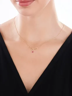 Złoty naszyjnik z cyrkonią, ankier - koła