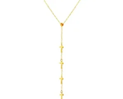 Złoty naszyjnik z cyrkonią, ankier - krzyże