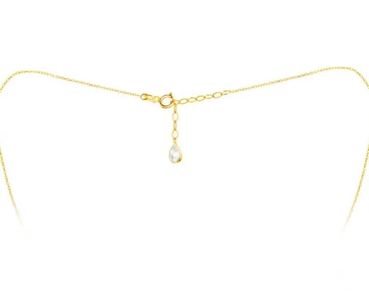 Złoty naszyjnik z cyrkonią, ankier - krzyże