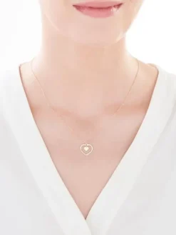 Złoty naszyjnik z cyrkonią, ankier - serca