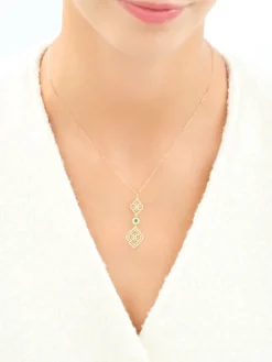 Złoty naszyjnik z cyrkonią - rozety