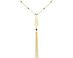 Złoty naszyjnik z cyrkonią i emalią, ankier