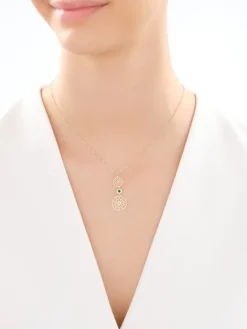 Złoty naszyjnik z cyrkonią - rozety