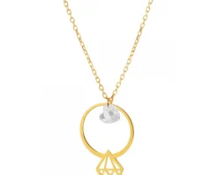 Złoty naszyjnik z cyrkonią, ankier - serce