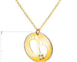 Złoty naszyjnik z cyrkonią, ankier - stópki