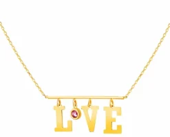 Złoty naszyjnik z cyrkonią - love