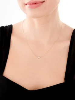 Złoty naszyjnik z cyrkonią, ankier - serce