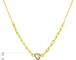 Złoty naszyjnik z cyrkonią, ankier - serce