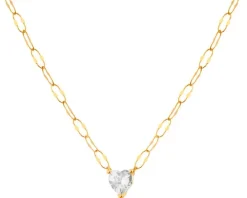 Złoty naszyjnik z cyrkonią, skręcone blaszki - serce