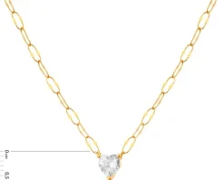 Złoty naszyjnik z cyrkonią, skręcone blaszki - serce