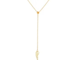 Złoty naszyjnik z cyrkonią, ankier - skrzydło