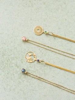 Złoty naszyjnik z cyrkonią, ankier