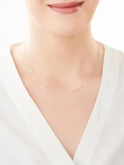 Złoty naszyjnik z cyrkonią, ankier - serca