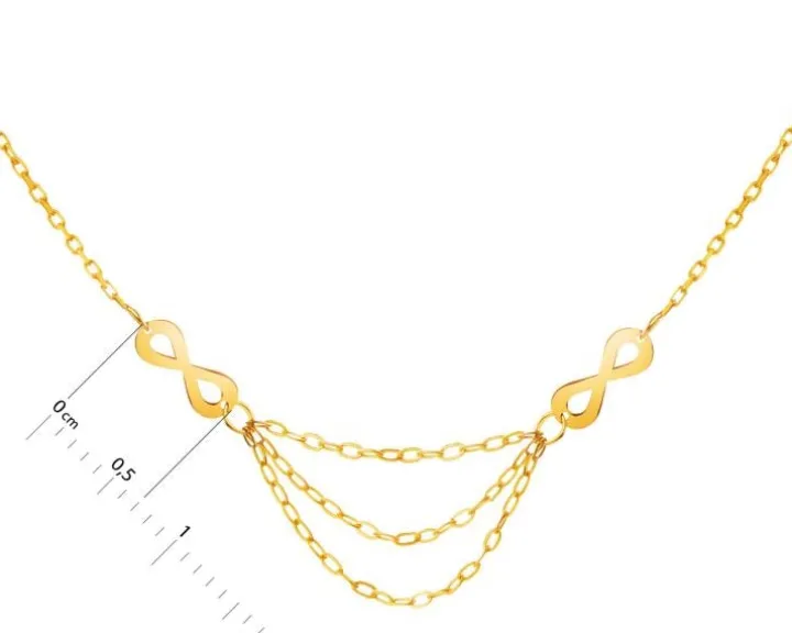 Złoty naszyjnik z cyrkonią, ankier - nieskończoności