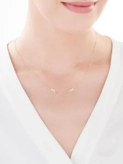 Złoty naszyjnik z cyrkonią, ankier - nieskończoności