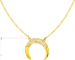 Złoty naszyjnik z cyrkoniami, ankier - Księżyc