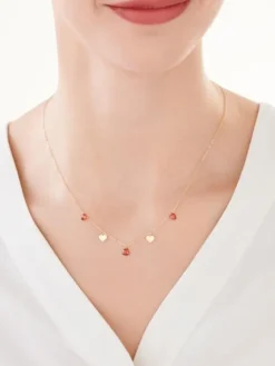 Złoty naszyjnik z cyrkoniami, ankier - serca