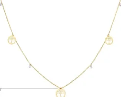 Złoty naszyjnik z cyrkoniami, ankier - drzewka