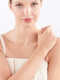 Złoty naszyjnik z cyrkoniami, ankier - Słońca, Księżyc