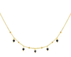 Złoty naszyjnik z cyrkoniami, ankier - kulki