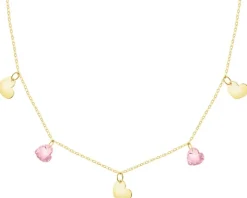 Złoty naszyjnik z cyrkoniami - serca