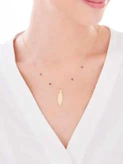 Złoty naszyjnik z cyrkoniami, ankier - piórko