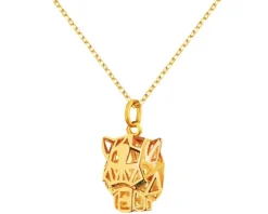 Złoty naszyjnik z cyrkoniami - puma