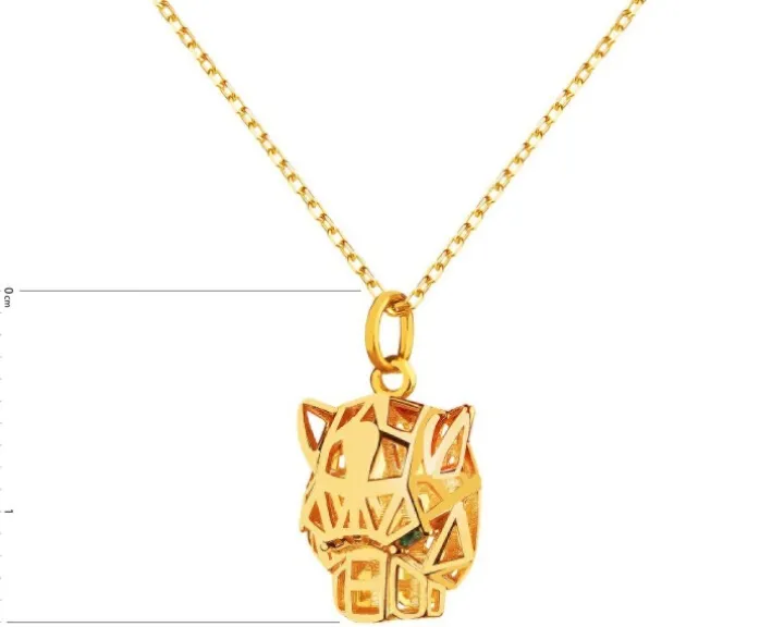 Złoty naszyjnik z cyrkoniami - puma