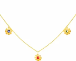 Złoty naszyjnik z cyrkoniami - kwiaty