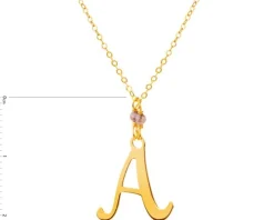 Złoty naszyjnik z cyrkoniami, ankier - litera A