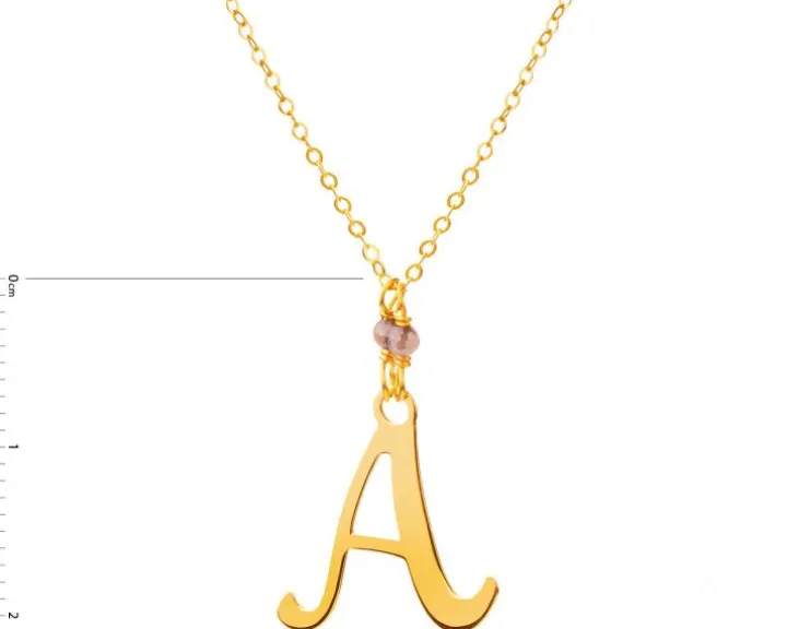 Złoty naszyjnik z cyrkoniami, ankier - litera A