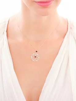 Złoty naszyjnik z cyrkoniami, ankier - rozeta