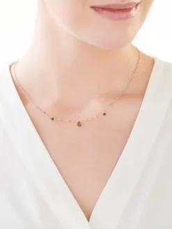 Złoty naszyjnik z cyrkoniami, ankier - rozeta