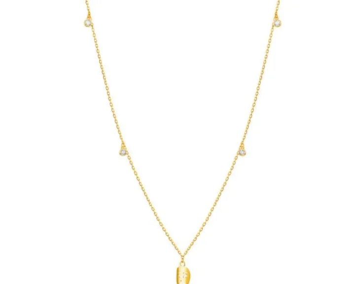 Złoty naszyjnik z cyrkoniami, ankier - maska