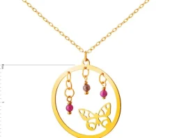 Złoty naszyjnik z cyrkoniami - koło, motyl