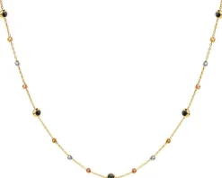 Złoty naszyjnik z cyrkoniami, ankier - kulki