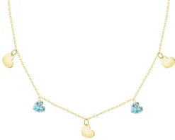 Złoty naszyjnik z cyrkoniami - serca