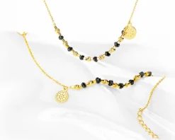 Złoty naszyjnik z cyrkoniami - rozeta