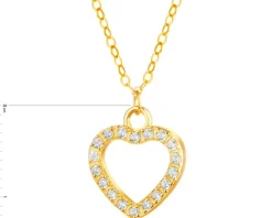 Złoty naszyjnik z cyrkoniami, ankier - serce