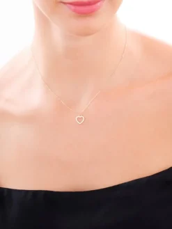 Złoty naszyjnik z cyrkoniami, ankier - serce