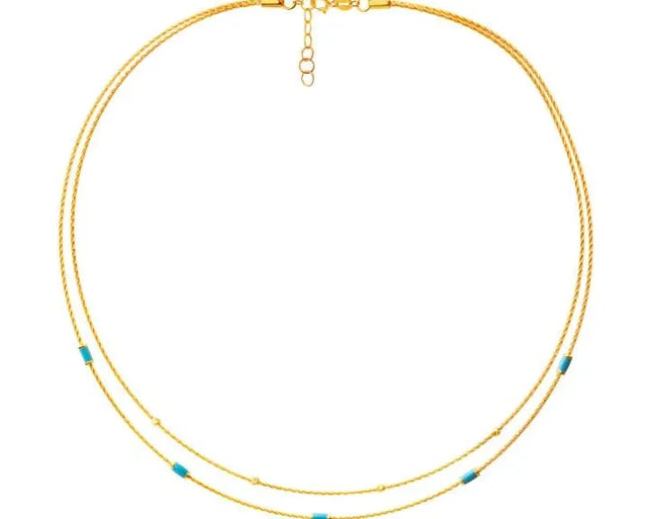 Złoty naszyjnik z emalią