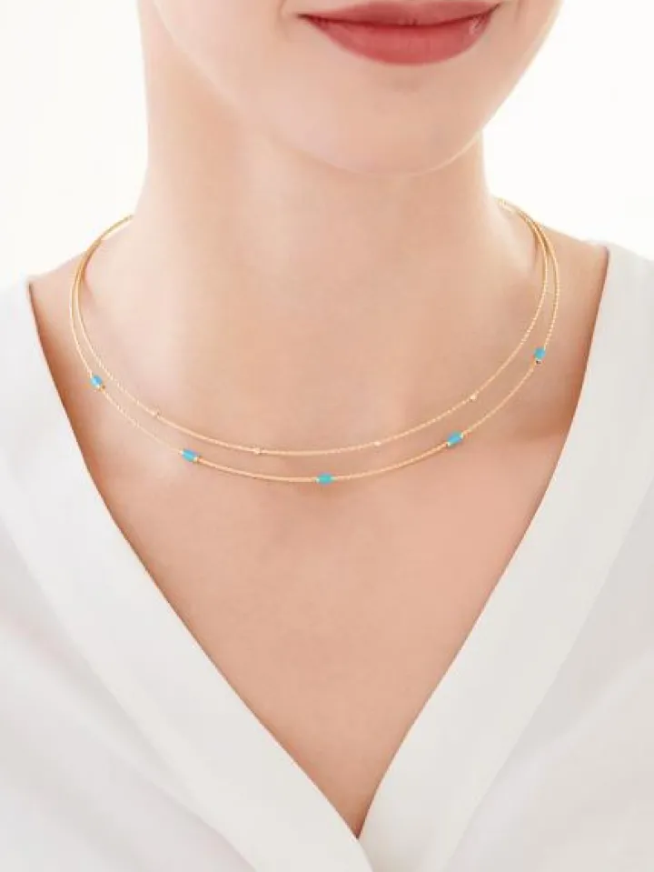 Złoty naszyjnik z emalią