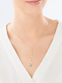 Złoty naszyjnik z emalią , ankier - drzewko, koła