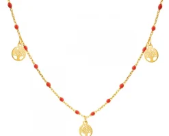 Złoty naszyjnik z emalią - drzewa