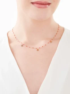 Złoty naszyjnik z emalią - drzewa