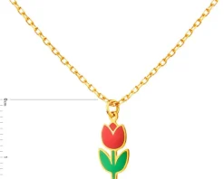Złoty naszyjnik z emalią - kwiat